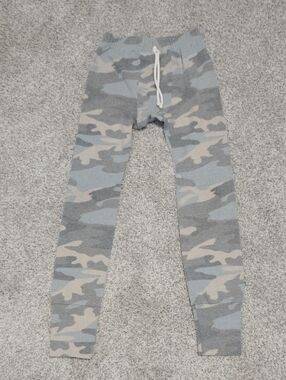 Kids Gray Camo Leggings with Drawstring Waist